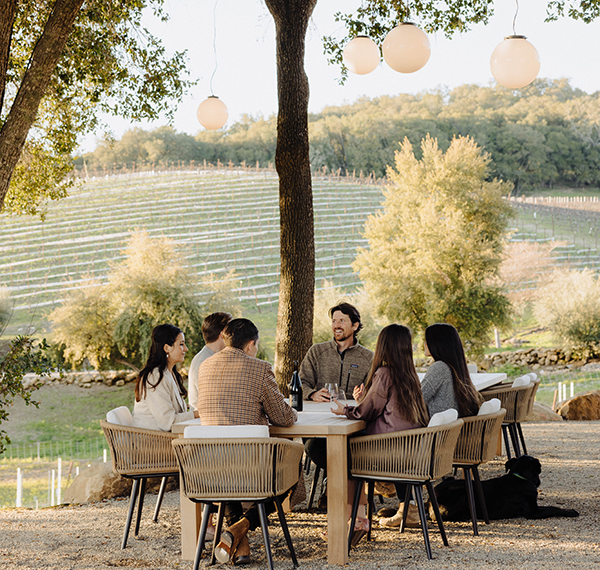 Family wine tasting in the Grove.