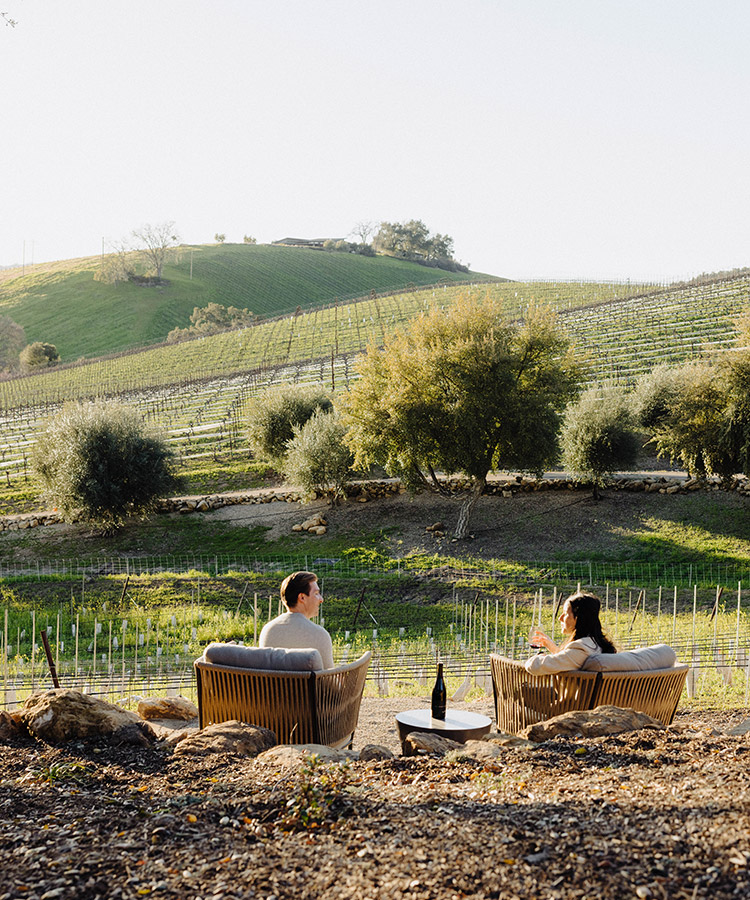 A couple enjoying a private tasting in the VIP lounge