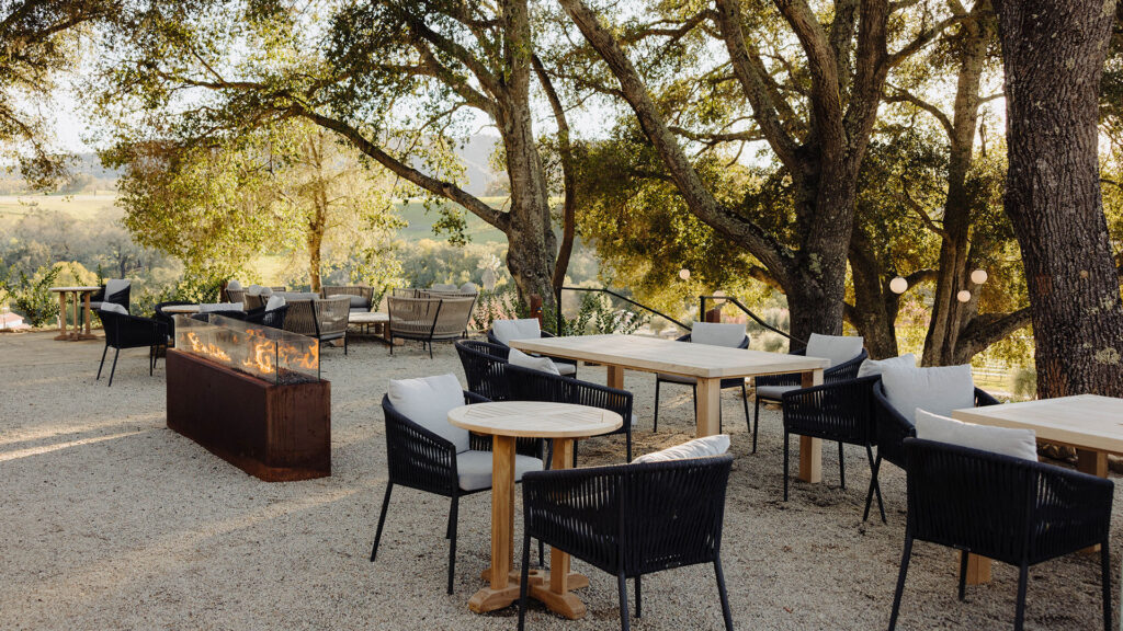 View of tables and fire features